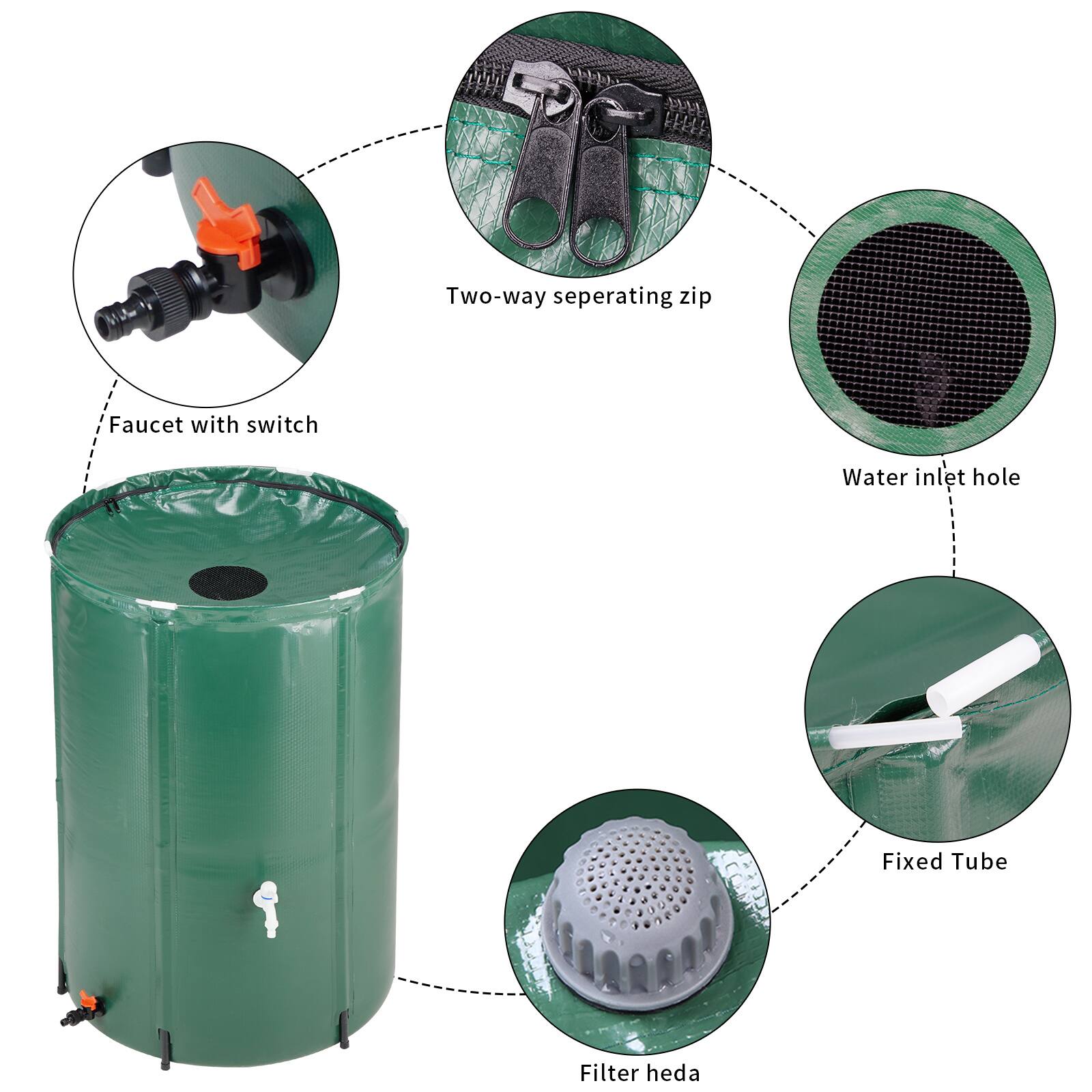 Alt View 3. Winado - 100 Gallon Rain Barrel Foldable Portable Water Collector Storage Outdoor Supply - Green.