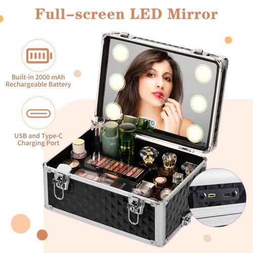 Full-screen LED Mirror  
Built-in 2000 mAh Rechargeable Battery  
USB and Type-C Charging Port