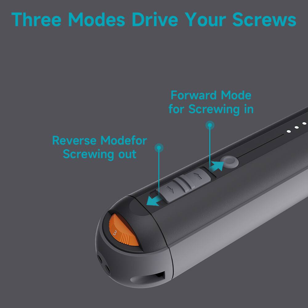 Three Modes Drive Your Screws

Forward Mode for Screwing in

Reverse Mode for Screwing out
