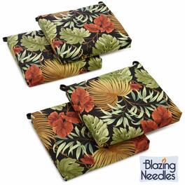 Blazing Needles - 20-inch by 19-inch Spun Polyester Chair Cushion (Set of Four) - Tropique Raven