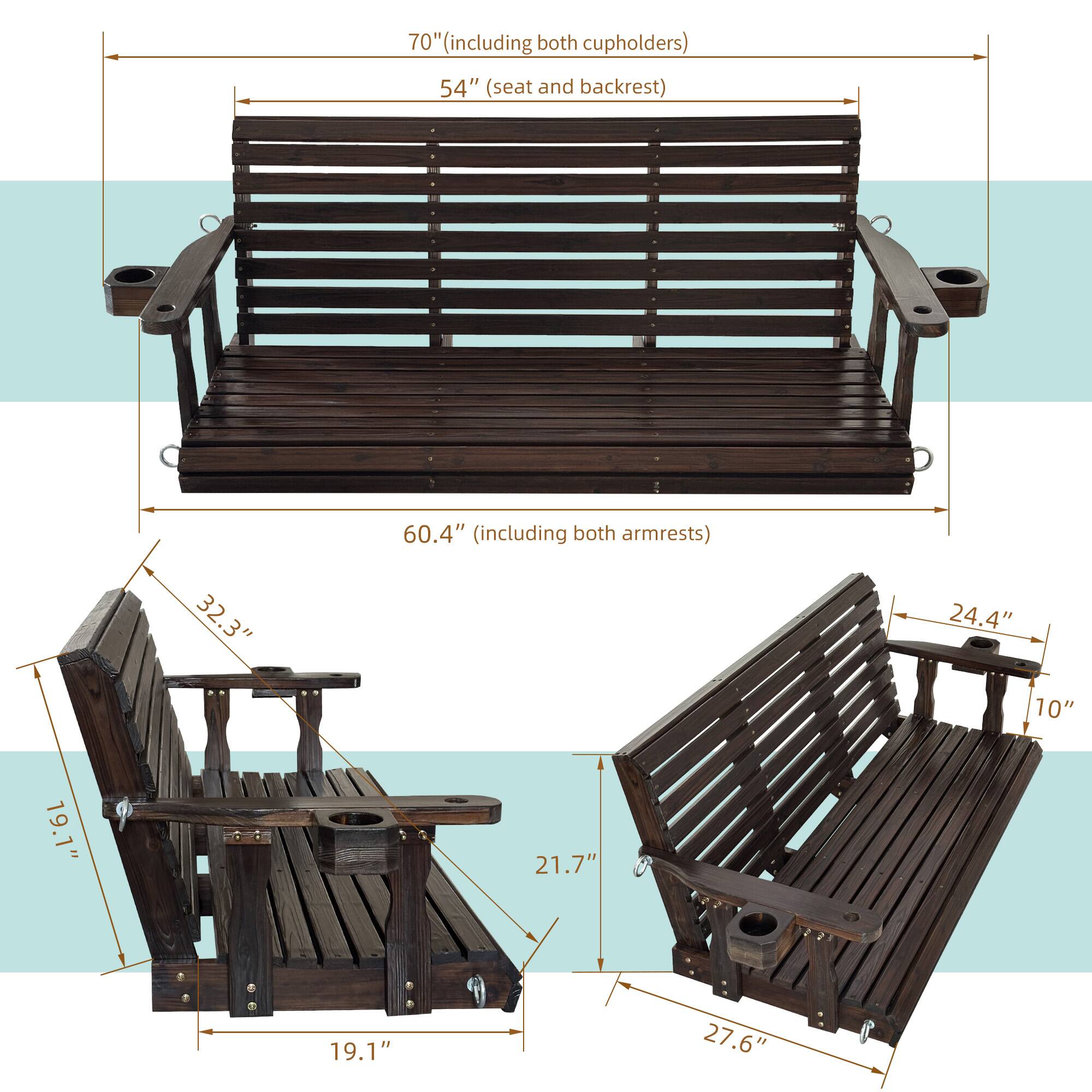 - 70" (including both cupholders)
- 54" (seat and backrest)
- 60.4" (including both armrests)
- 32.3"
- 24.4"
- 10"
- 19.1"
- 21.7"
- 19.1"
- 27.6"
