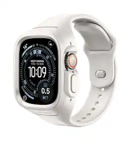 SURITCH - Sport Watch Band for Apple Watch Ultra 3/2/1 49mm Soft Silicone Shockproof Rugged Protective Strap with Case - Starlight