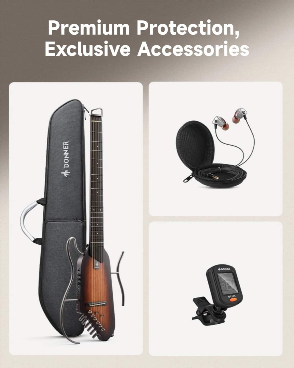 Donner music Donner HUSH I Acoustic Electric Guitar Kit for Travel