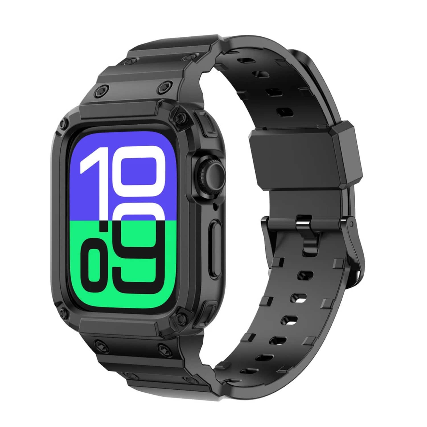 Front. Stock Preferred - TPU Sport Band for Apple Watch Series 10 (46mm) - Black - Black.