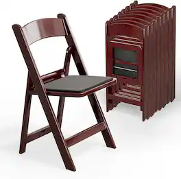 Winado - 8PCS Plastic Foldable Resin Chair Portable with Cushion Padded Seats for Indoor Outdoor Event Commercial Party Wedding - Reddish Brown