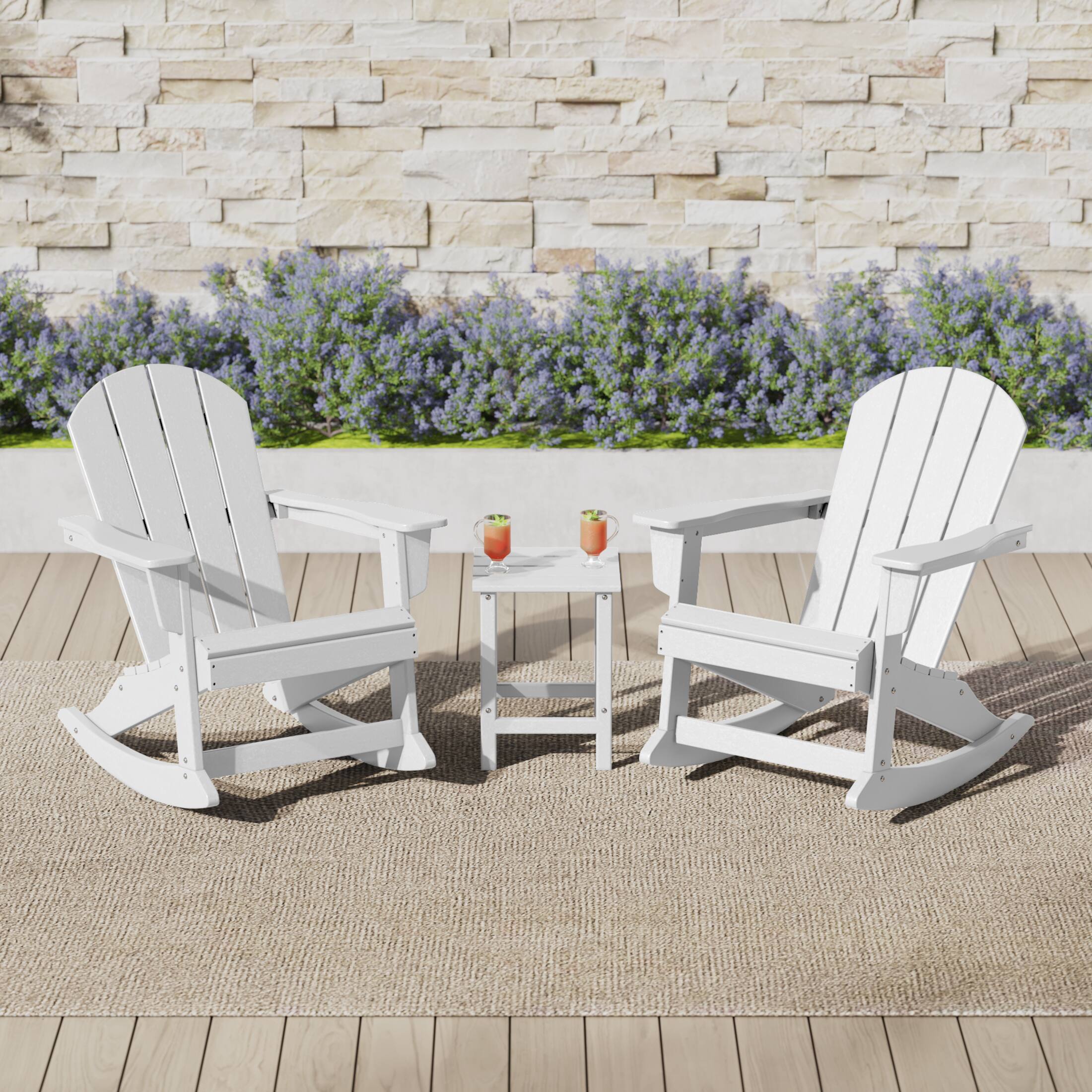 WestinTrends Malibu 3 Piece set Outdoor / Patio Poly Adirondack rocking ...