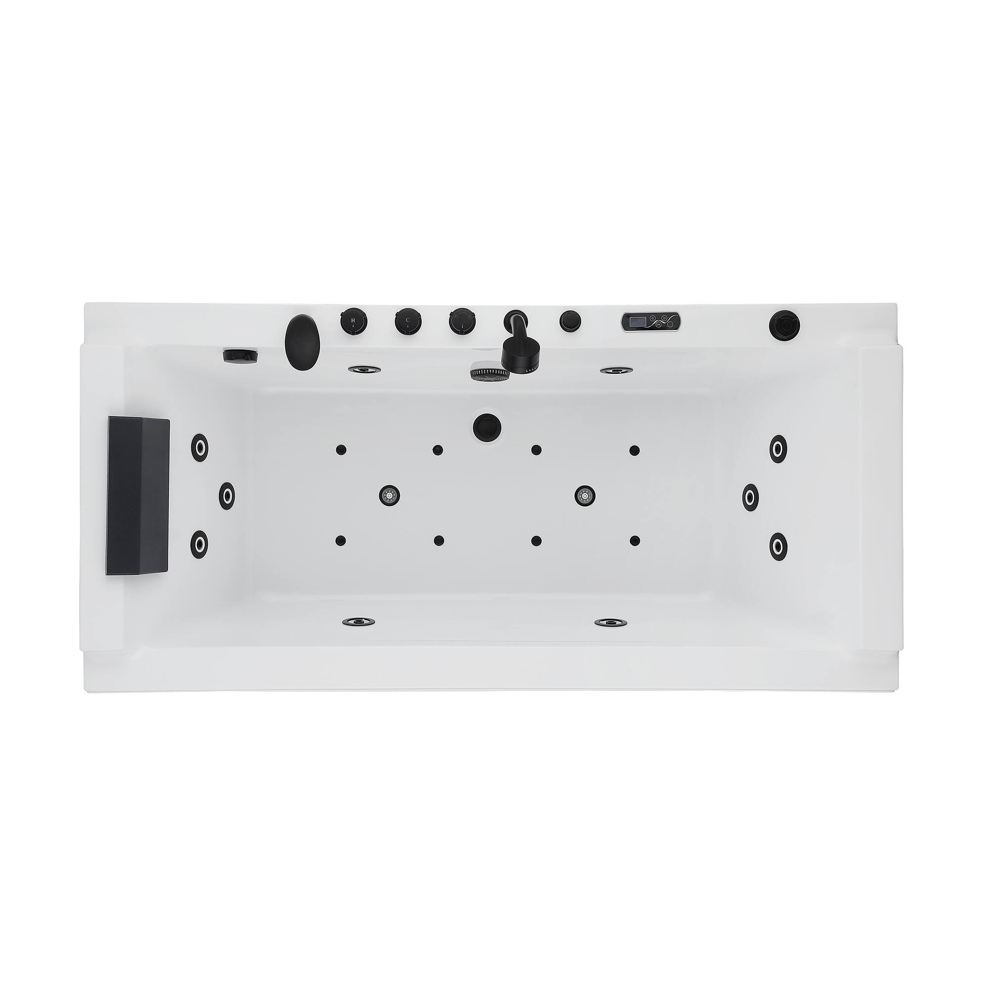 Alt View 2. Empava - 71 in. x 29 in. Alcove Whirlpool Air Combination Bathtub Rectangular Bath with Left Drain-Black Tub filler in White - White.