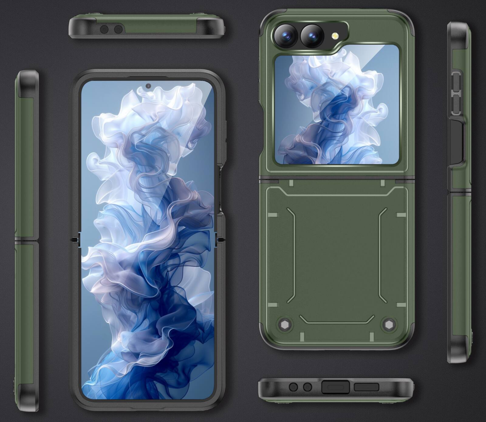 Alt View 7. Nakedcellphone - Skibidy Rizz Case for Samsung Galaxy Z Flip 6 / Z Flip 7 FE - Hybrid Case with Hidden Hinge Protection - Olive.
