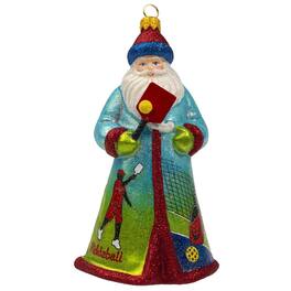 Joy to the World Collectibles - Joy to the World Glitterazzi Pickleball Santa Polish Glass Christmas Ornament - Multicolor