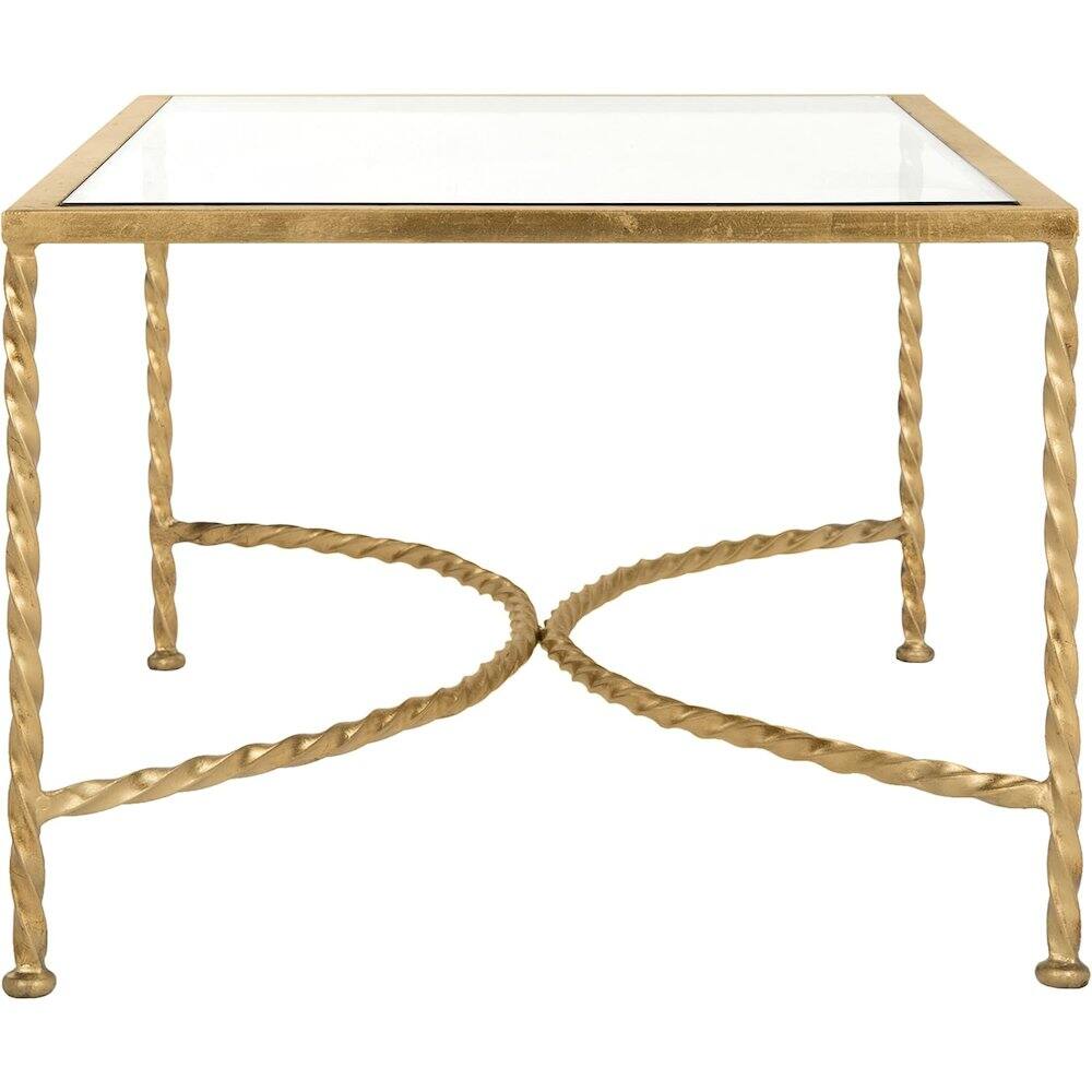 Left. Safavieh - American Homes Collection Matilda Gold Leaf Glass Couture Coffee Table - Gold.