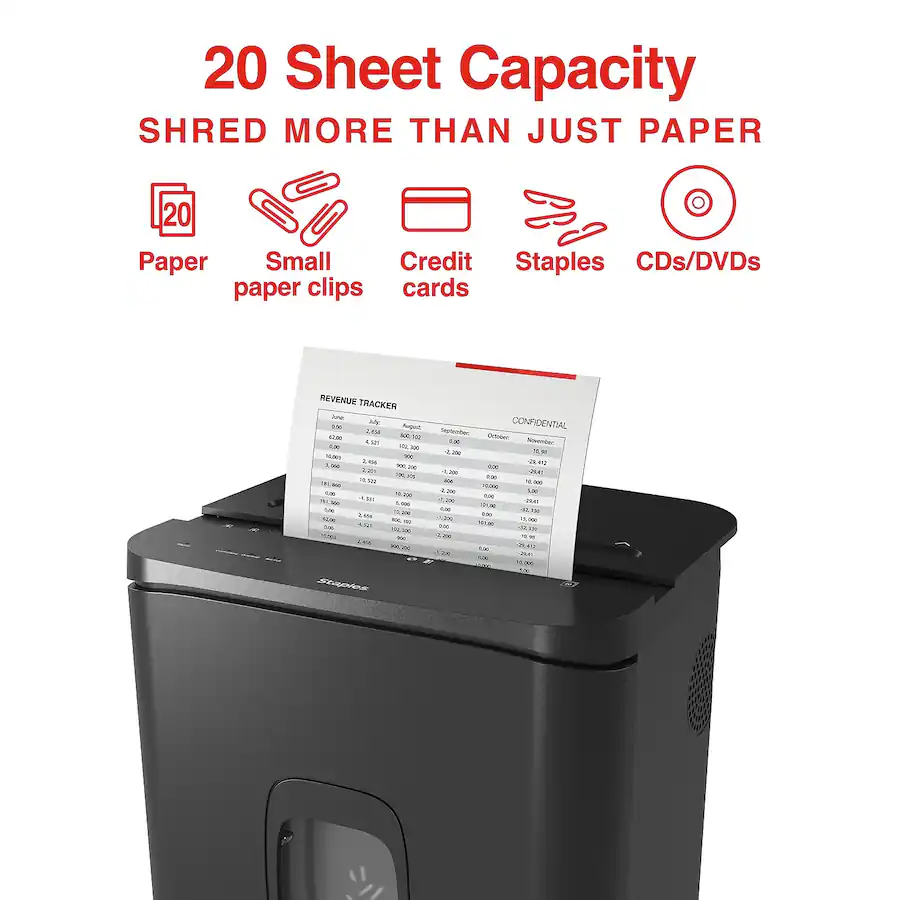 Staples 20 Sheet Micro Cut Multi Media Shredder (ST62155) Black ST62155 ...