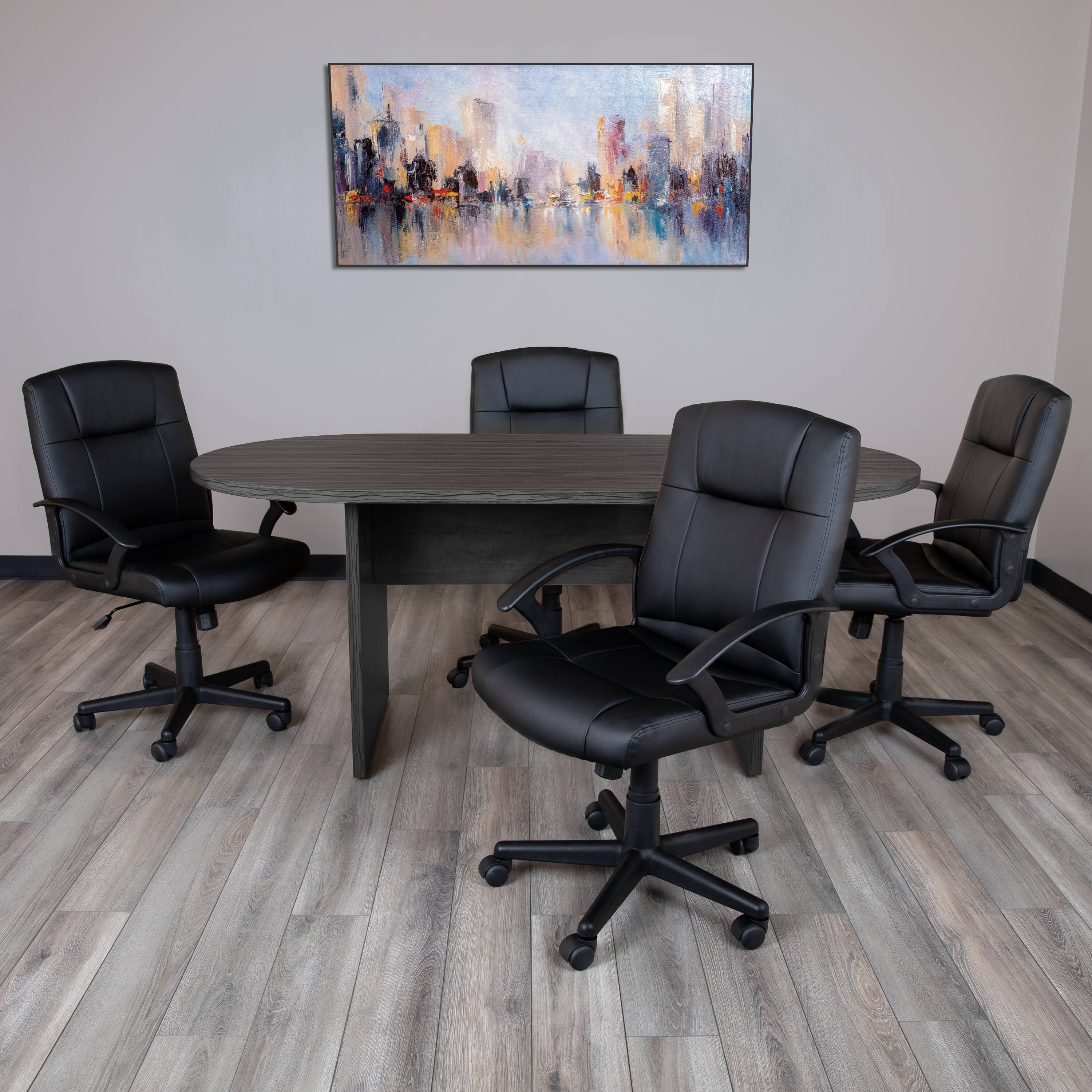 Angle. Flash Furniture - Jones 6 Foot (72 inch) Oval Conference Table in Rustic Gray - Gray.
