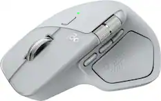 Front. Logitech - MX Master 4 Wireless Laser Ergonomic Mouse with Advanced Performance Haptic Feedback - Pale Gray.