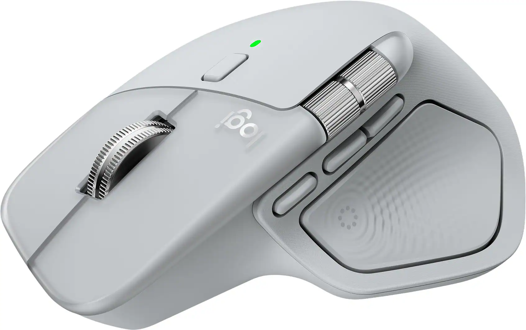 Front. Logitech - MX Master 4 Laser Ergonomic Mouse with Advanced Performance Haptic Feedback - Pale Gray.