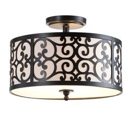 Jonathan Y - Katherine 15" Metal LED Semi-Flush Mount, Oil Rubbed Bronze - Oil-Rubbed Bronze