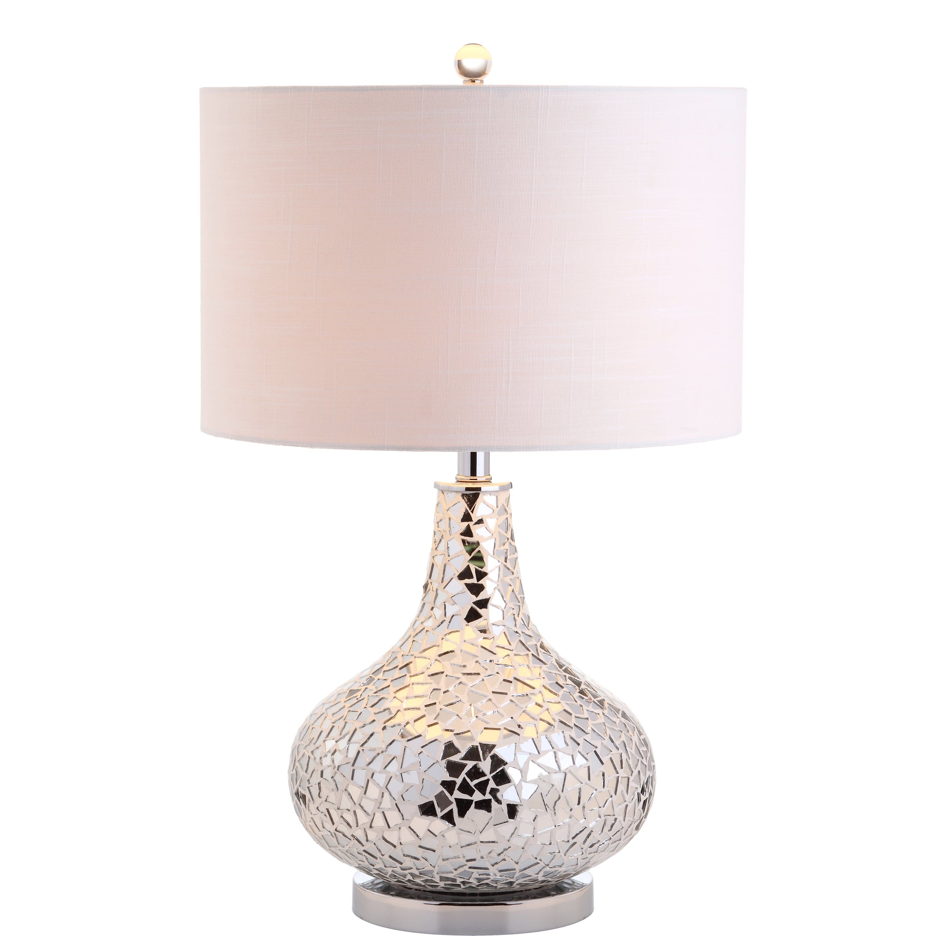 Jonathan Y - Emilia 26" Mirrored Mosaic LED Table Lamp - Silver