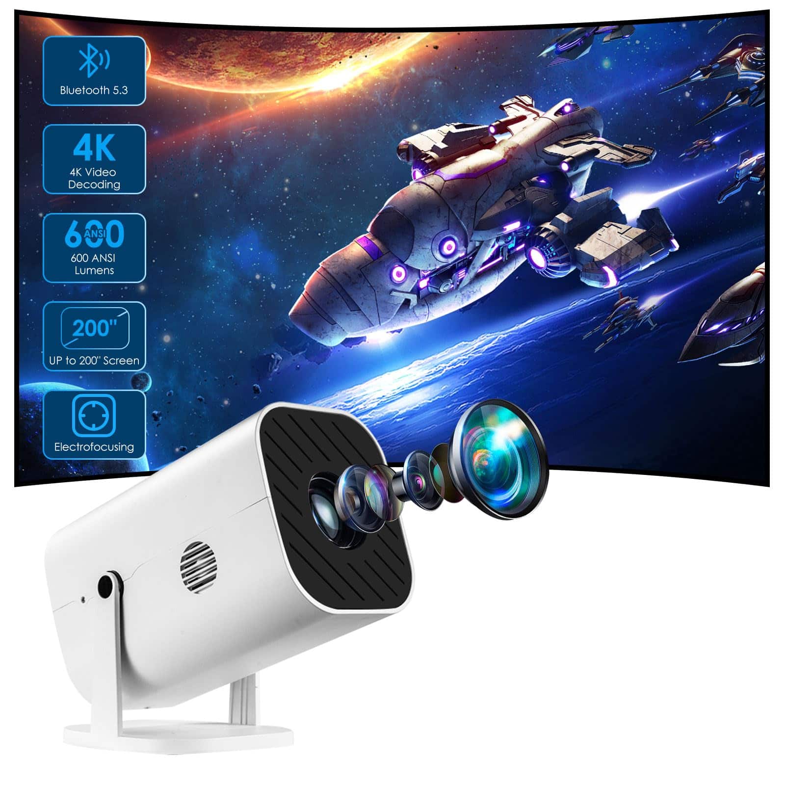 The Best Inks - Mini Projector Video For Bedroom Built-in And 5.3 Native 1080p Compatible With 4k Portable Room Rrojector Supports - Default