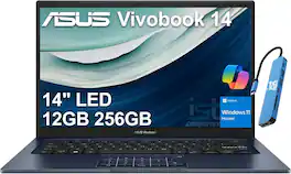 ASUS - Vivobook 14 14" FHD Laptop - Intel Core i3-1315U with 12GB Memory - 256GB SSD - Windows 11 - Quiet Blue
