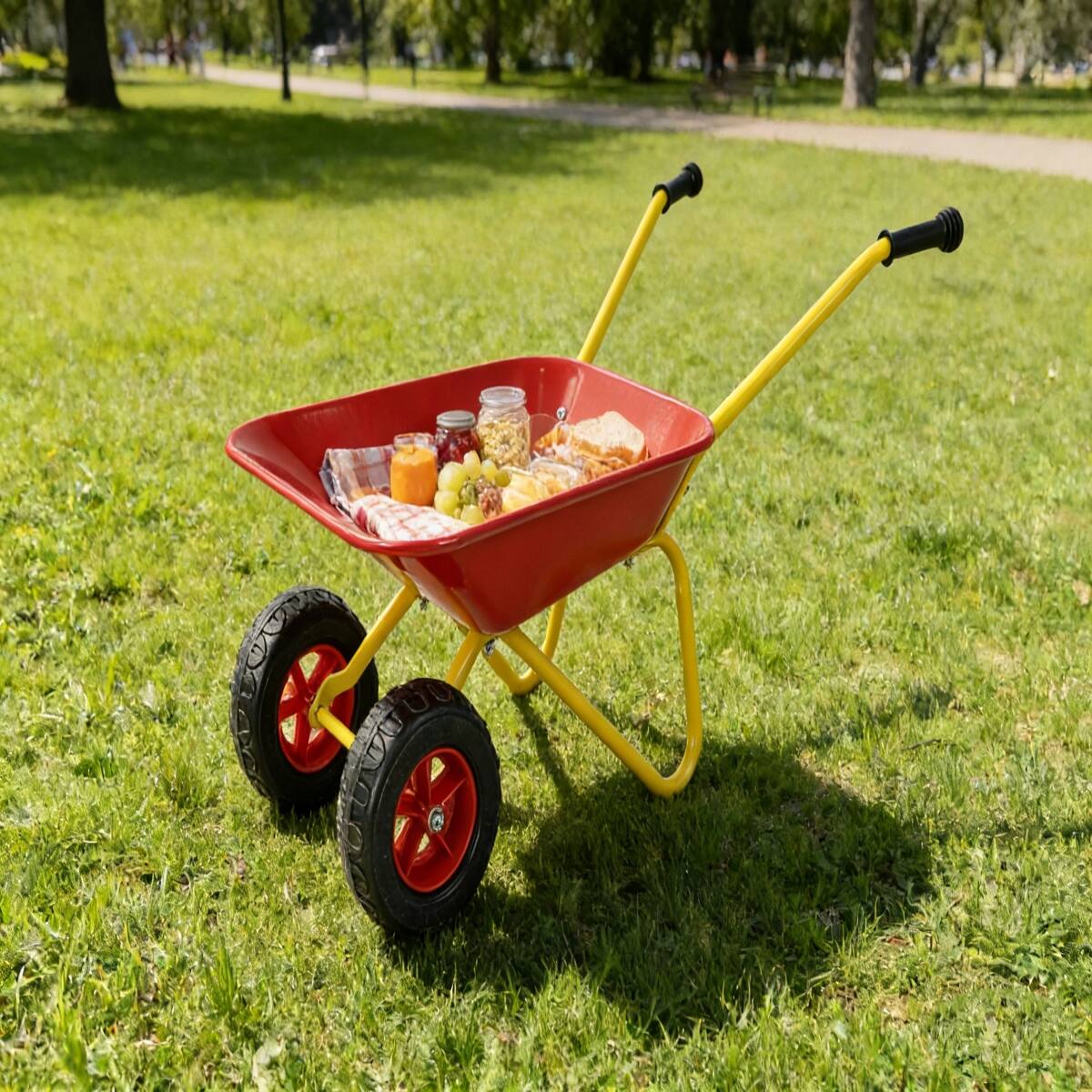Alt View 10. Loheer - Loheer Kids Metal Wheelbarrow Two Wheel Garden Cart for Children 33 LBS Capacity Red.
