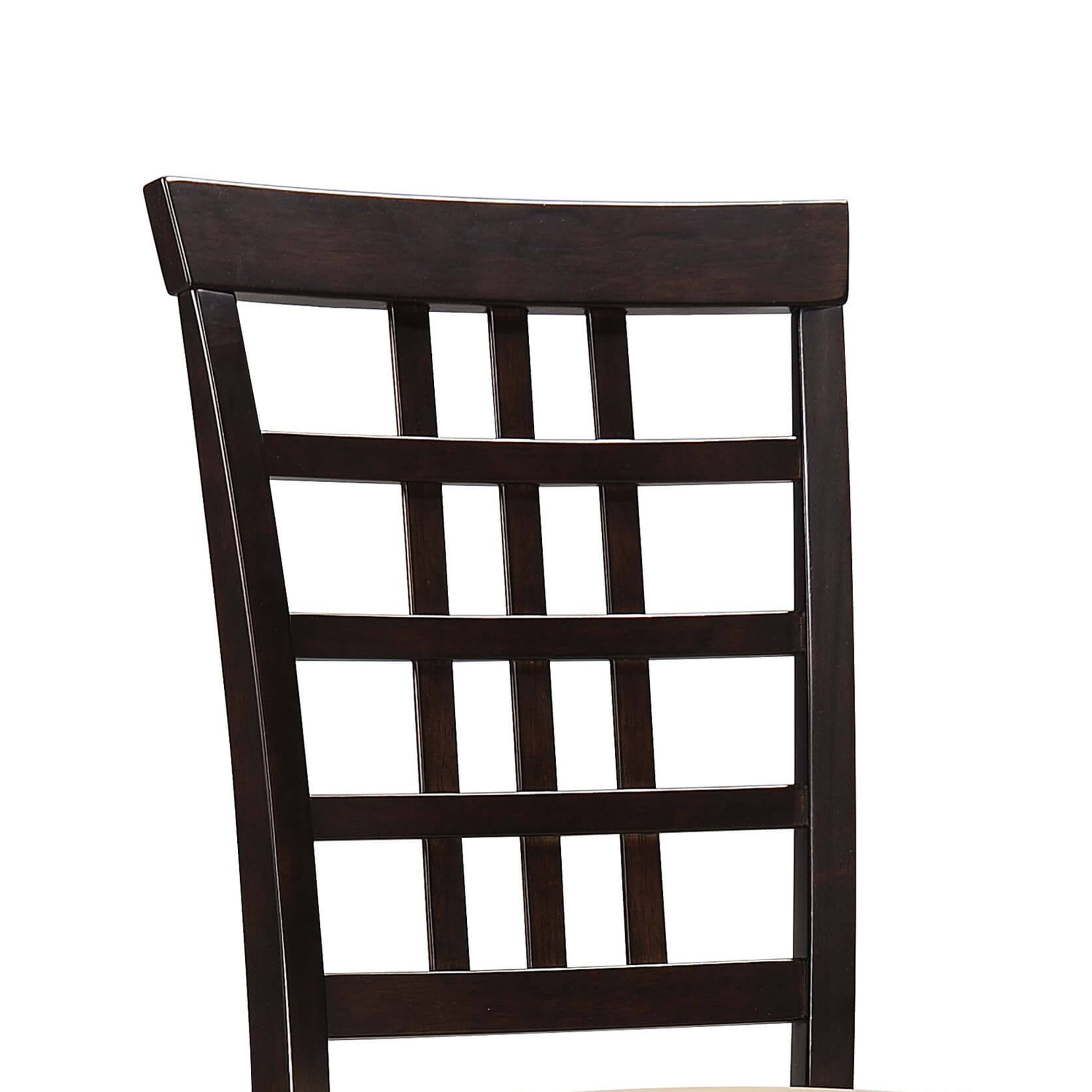 Alt View 1. Manhattan Lane - Geometric Wooden Dining Chair with Padded Seat, Set of 2 - Beige and Brown.