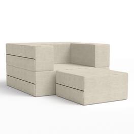 Jaxx - Zipline Convertible Sleeper Futon Chair & Ottoman with Machine-Washable Cover - Ivory