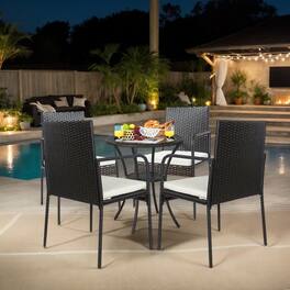 Kadyn - 4 Pieces Patio Wicker Rattan Dining Set with Comfy Cushions, Patio Furniture Set, Outdoor Patio Rattan Dining Chairs - Off-White