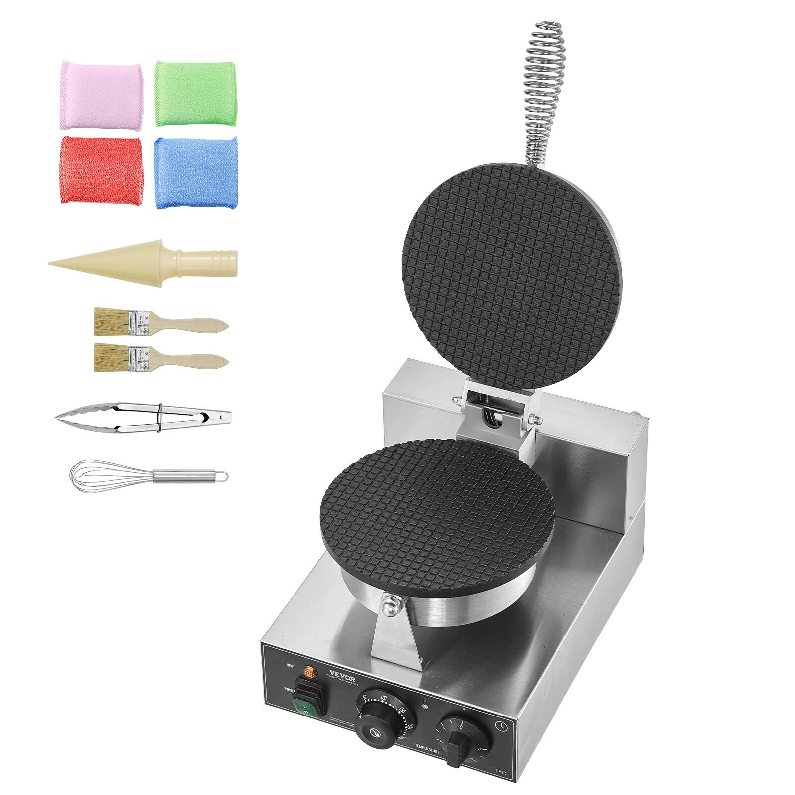 Alt View 5. VEVOR - Electric Ice Cream Cone Maker, Commercial 1230W Waffle Cone Machine, Non-Stick Stainless Steel Egg Roll Mold - Silver;Black.