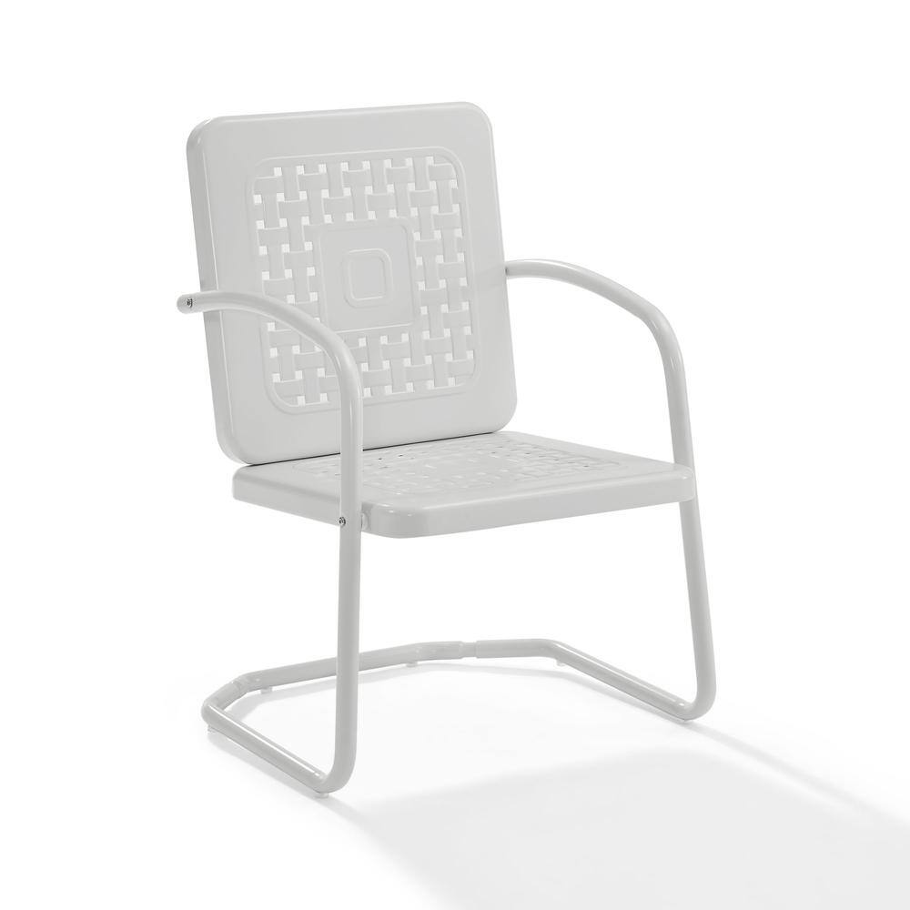 Left. Crosley Furniture - Bates 2Pc Retro Outdoor Chair Set - 2 Armchairs - White Gloss.