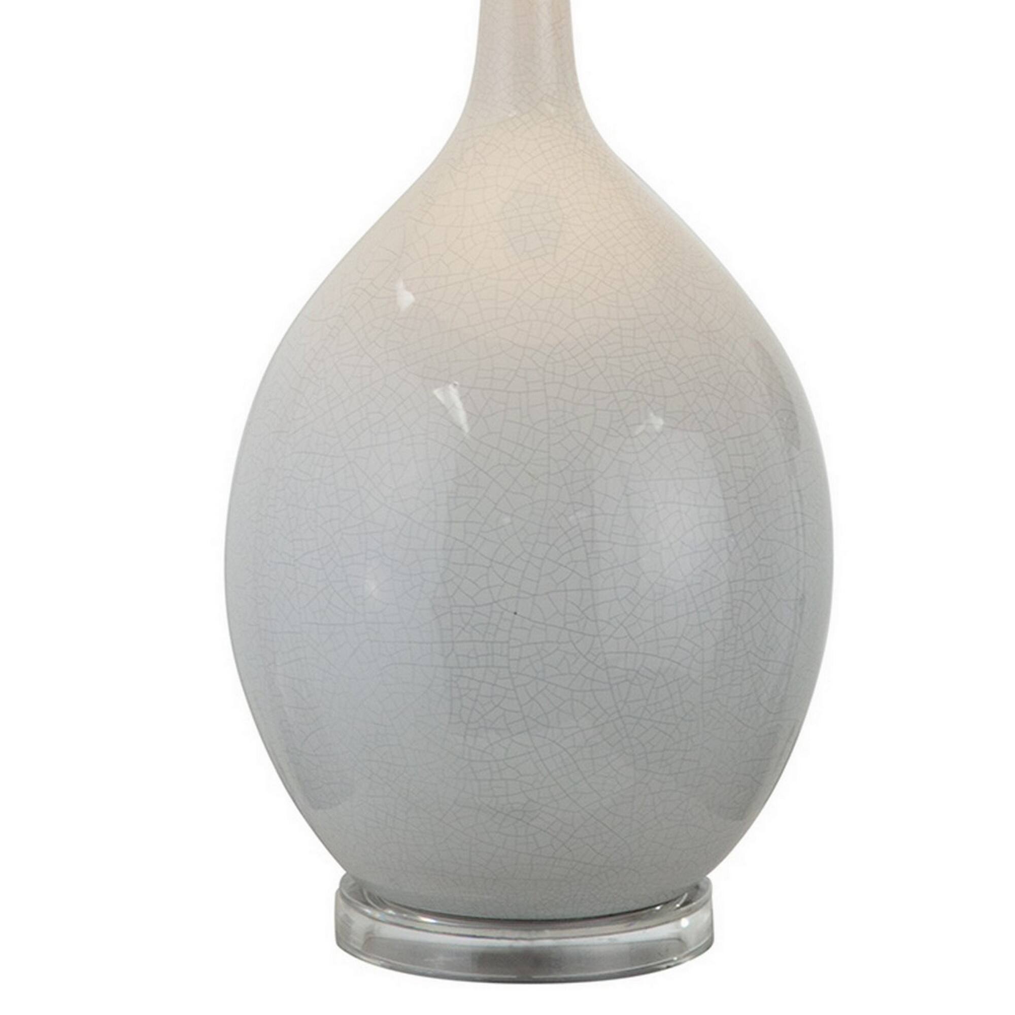 Back. Manhattan Lane - 32 Inch Table Lamp, Empire Shade, Ceramic Stand - White.