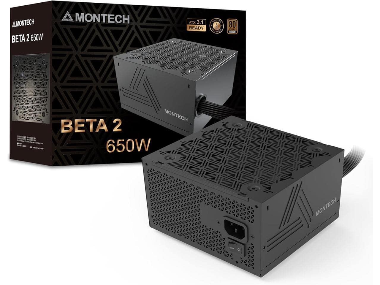 Montech - BETA 2 650W, ATX 3.1, 80+ Bronze, DC-to-DC, Japanese Capacitor, Full Protection