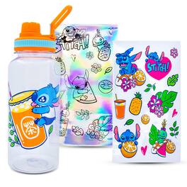 Disney - Lilo & Stitch Bubble Tea Plastic Water Bottle and Decal Sticker Set - Orange
