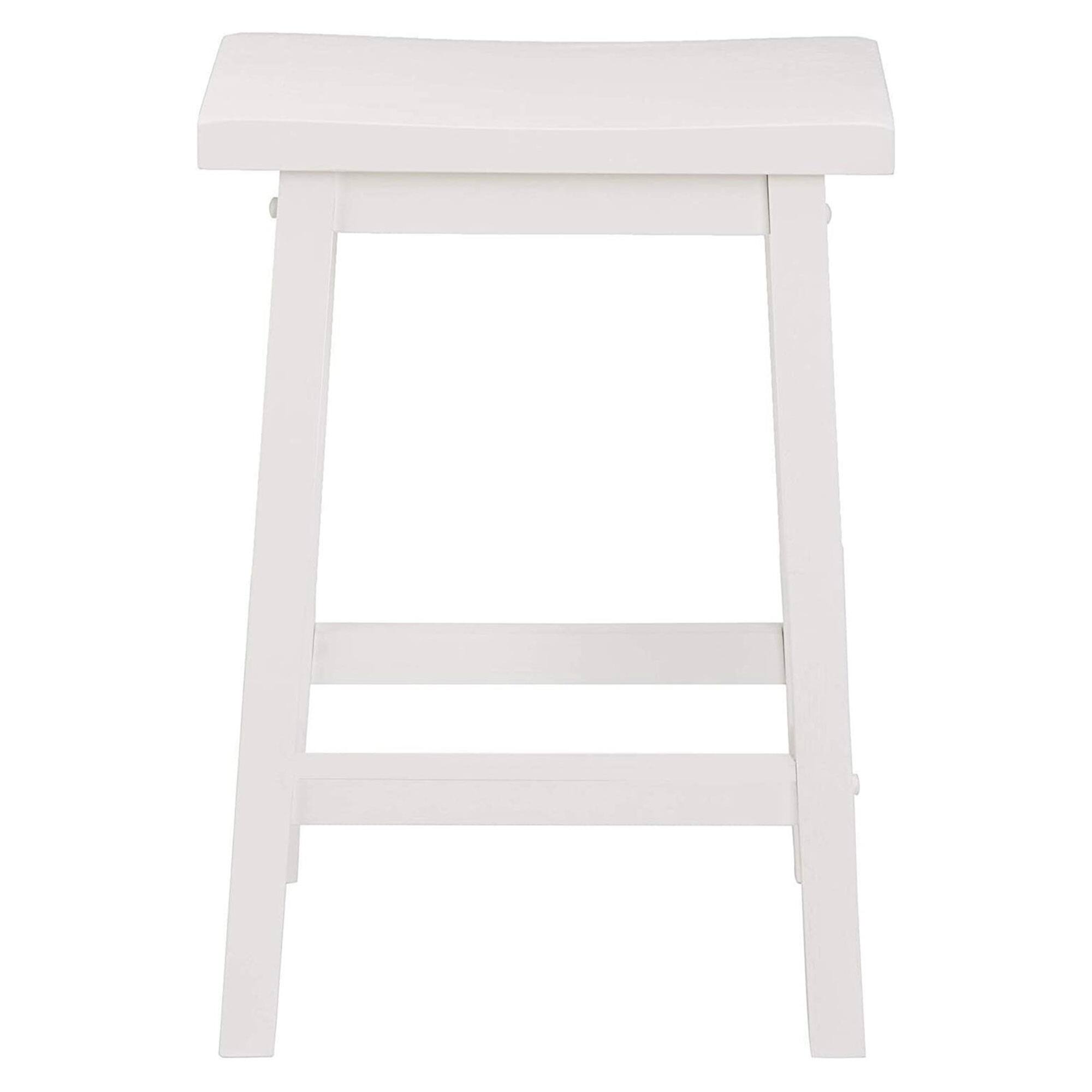 Alt View 10. PJ Wood - PJ Wood Classic Saddle Seat 24 Inch Tall Kitchen Counter Stools, White (4 Pack) - White.