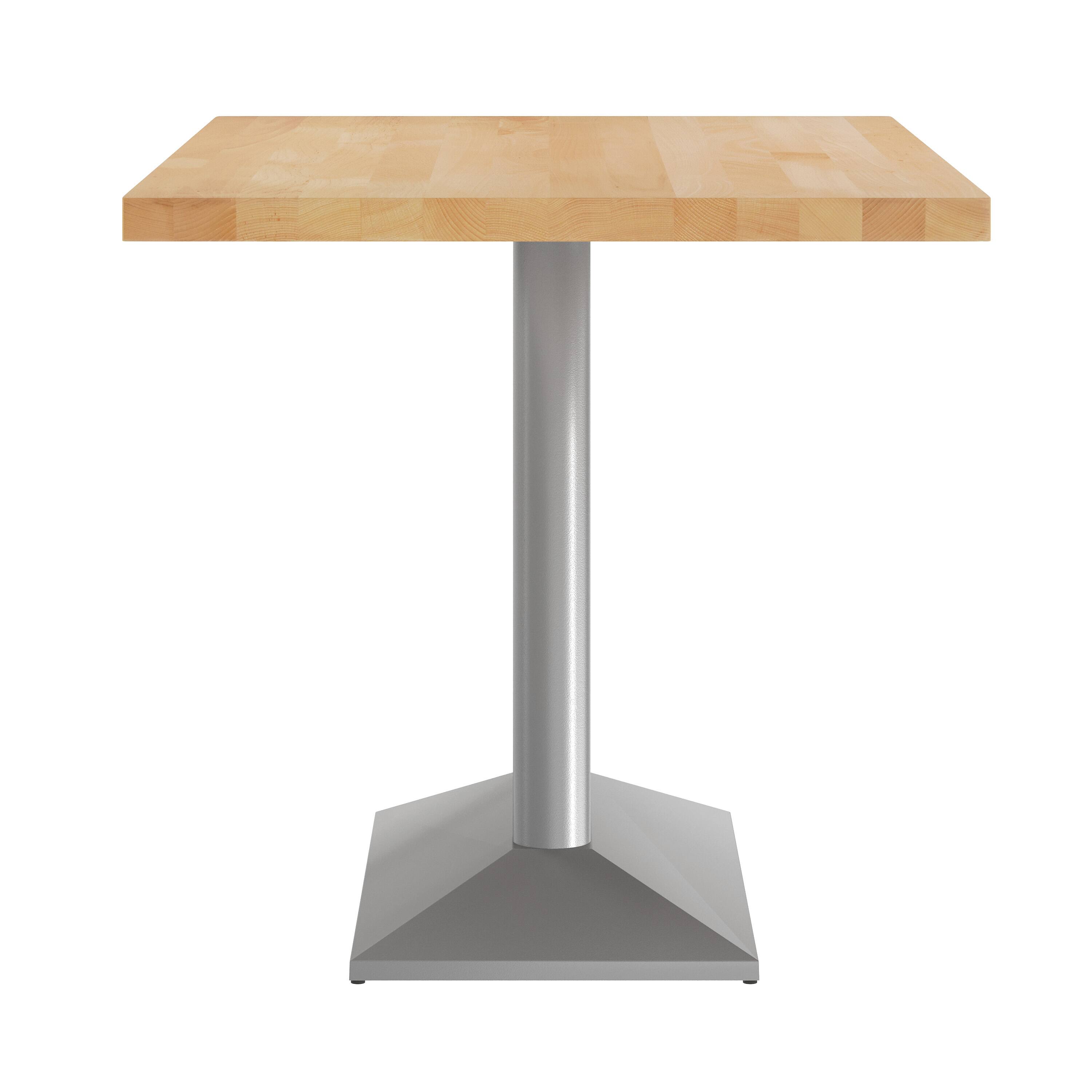 Left. Flash Furniture - Bennett 30" x 48" Solid Wood Indoor Tabletop in Natural with 27" x 15" Silver Double Column Dining Height Table Base - Natural.