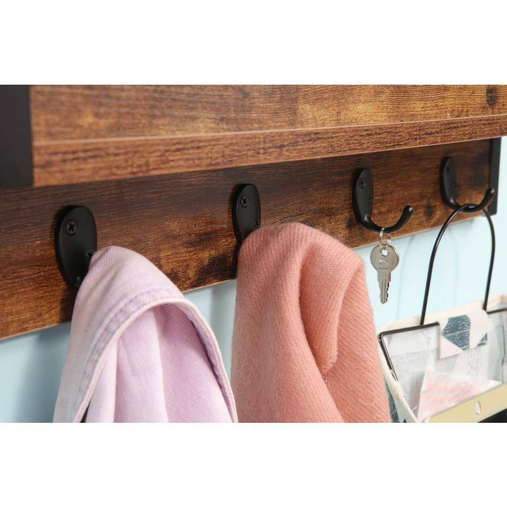 Alt View 2. JJS - Floating Book Shelf Coat Rack - Rusticbrown/Black.