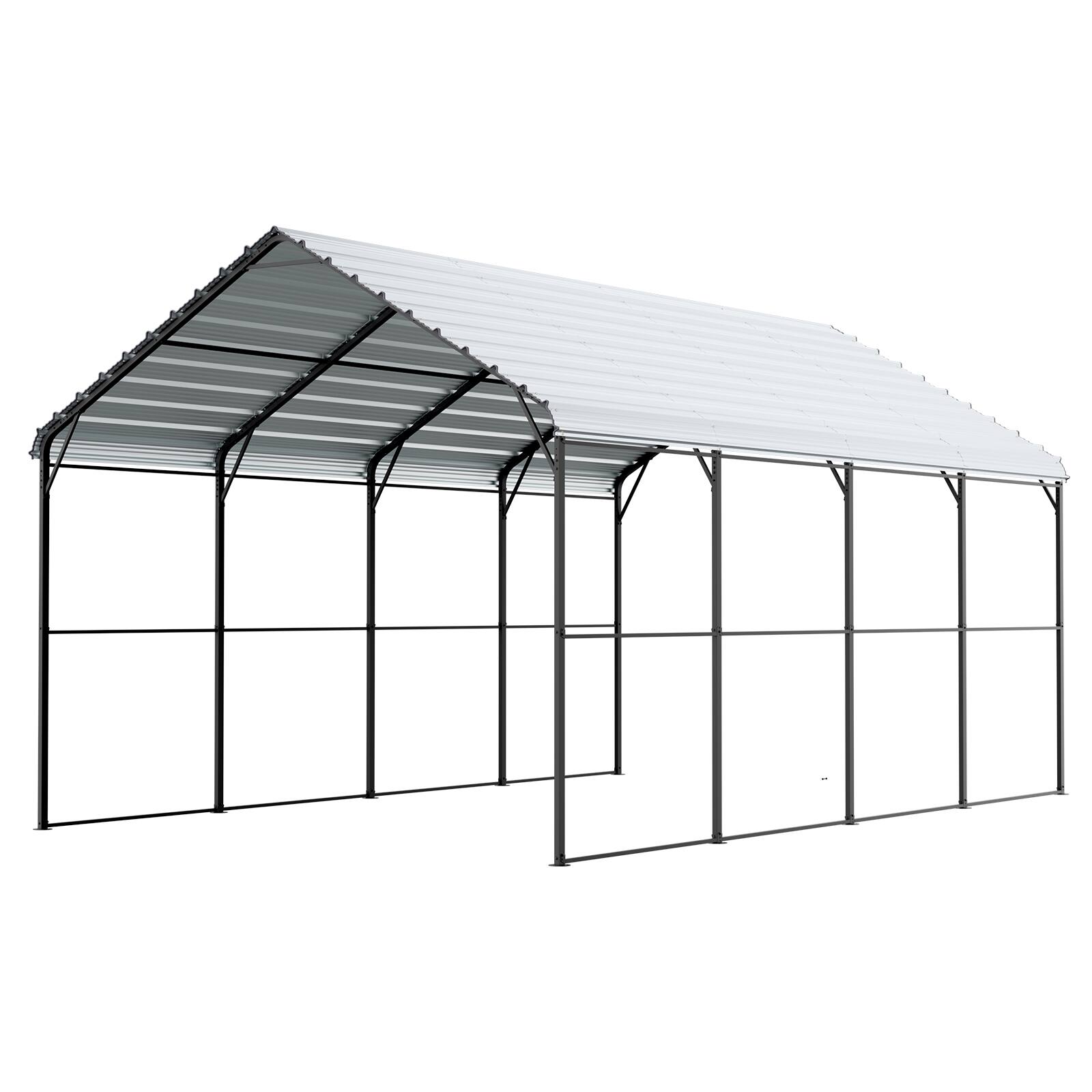Alt View 5. VEVOR - Heavy Duty Metal Carport, 12' x 20' Outdoor Carport with Galvanized Steel Frame & Roof, Car Tent Garage Shade - Gray.