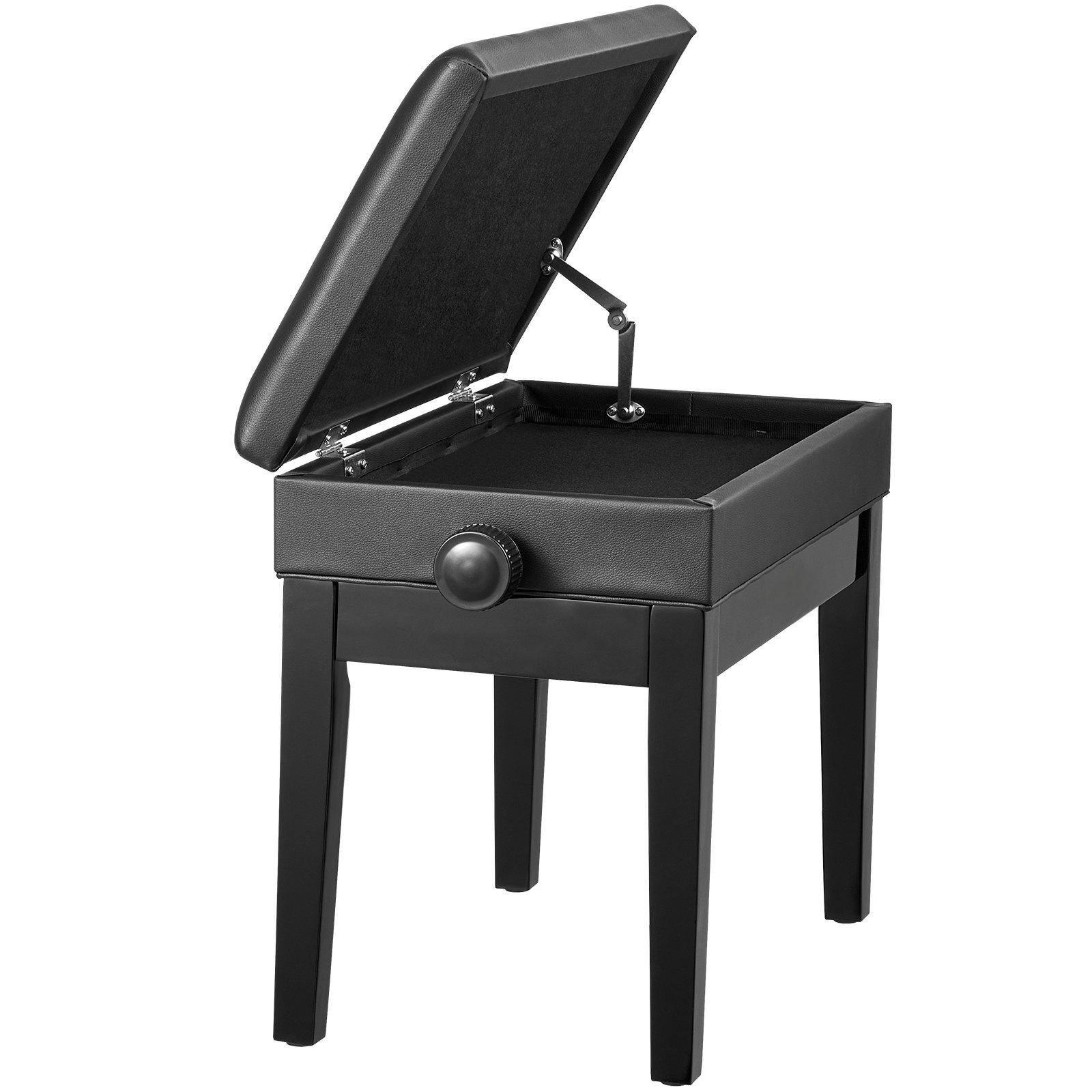 Alt View 10. Glintex - Piano Bench Adjustable Height Keyboard Stool with Storage Compartment Padded Seat for Piano Practice - Black.