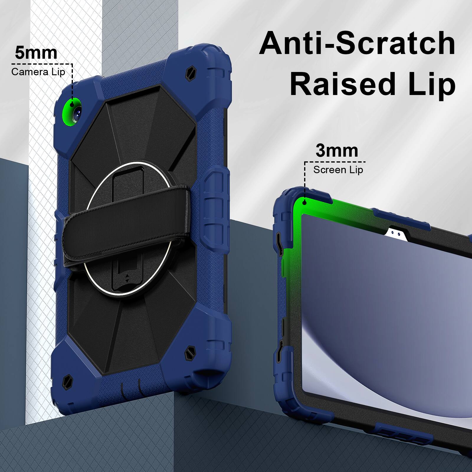 5mm Camera Lip  
Anti-Scratch Raised Lip  
3mm Screen Lip