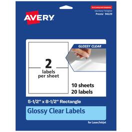 Avery - Glossy Rectangle Labels, 5.5" x 8.5", 20 Labels - Clear