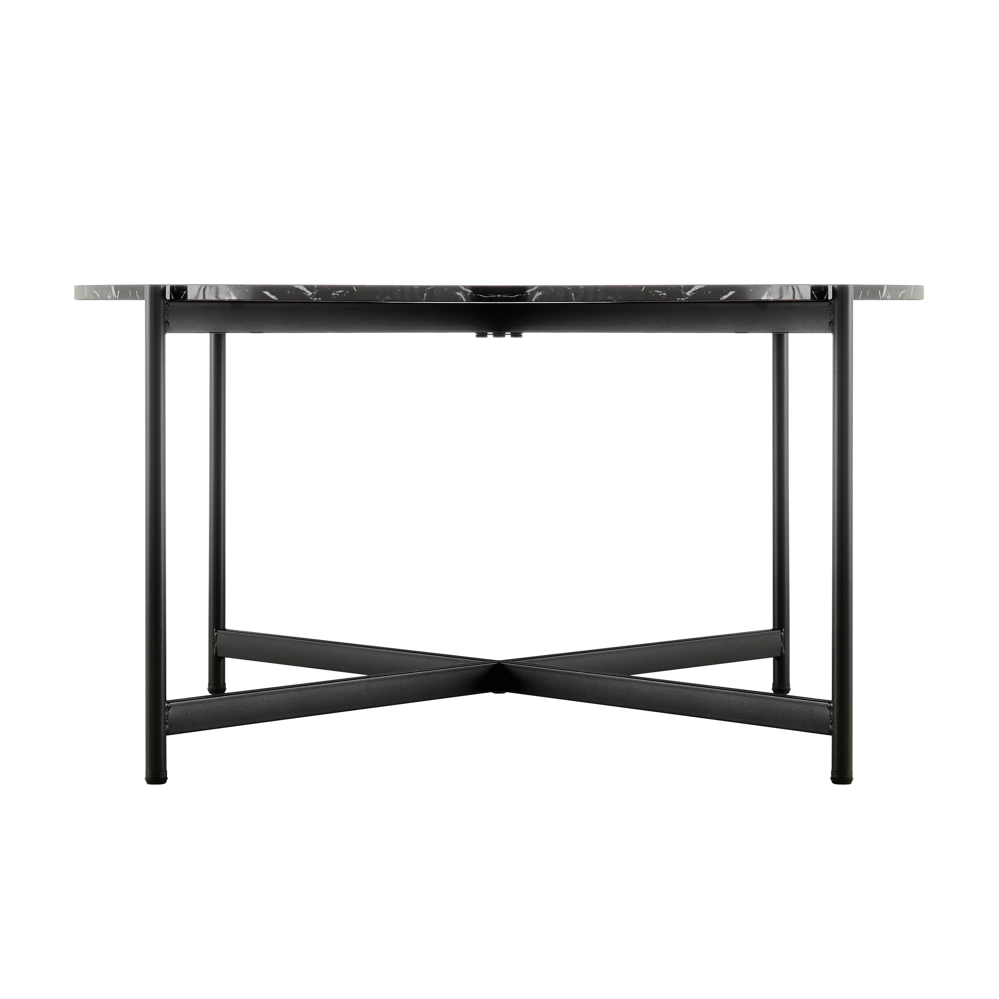 Alt View 8. Danya B - Round Marble Finish Veneer Large Coffee Table - Black Marble - Black.
