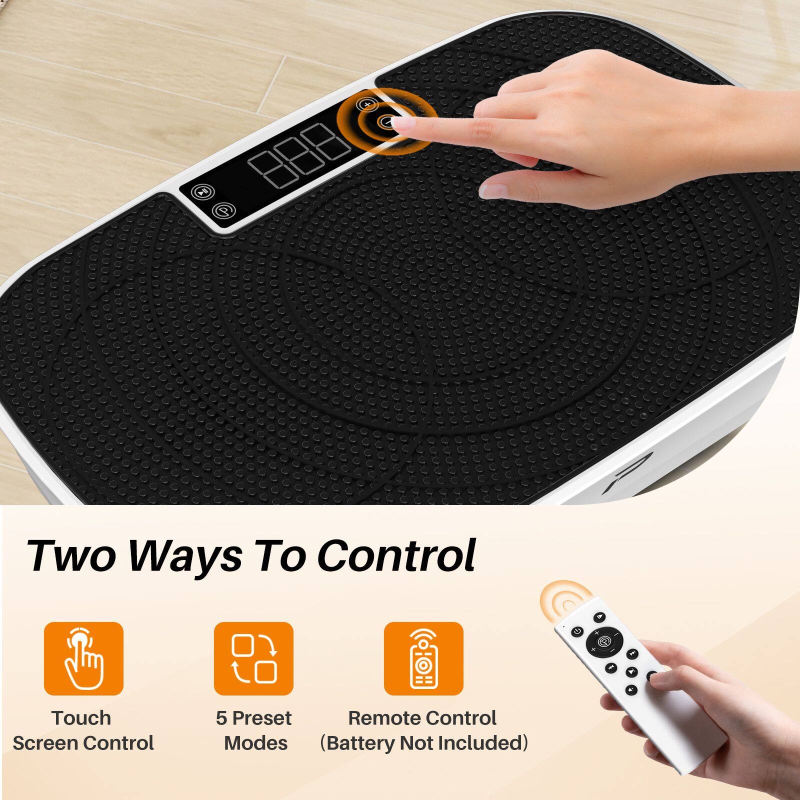 Two Ways To Control

- Touch Screen Control
- 5 Preset Modes
- Remote Control (Battery Not Included)