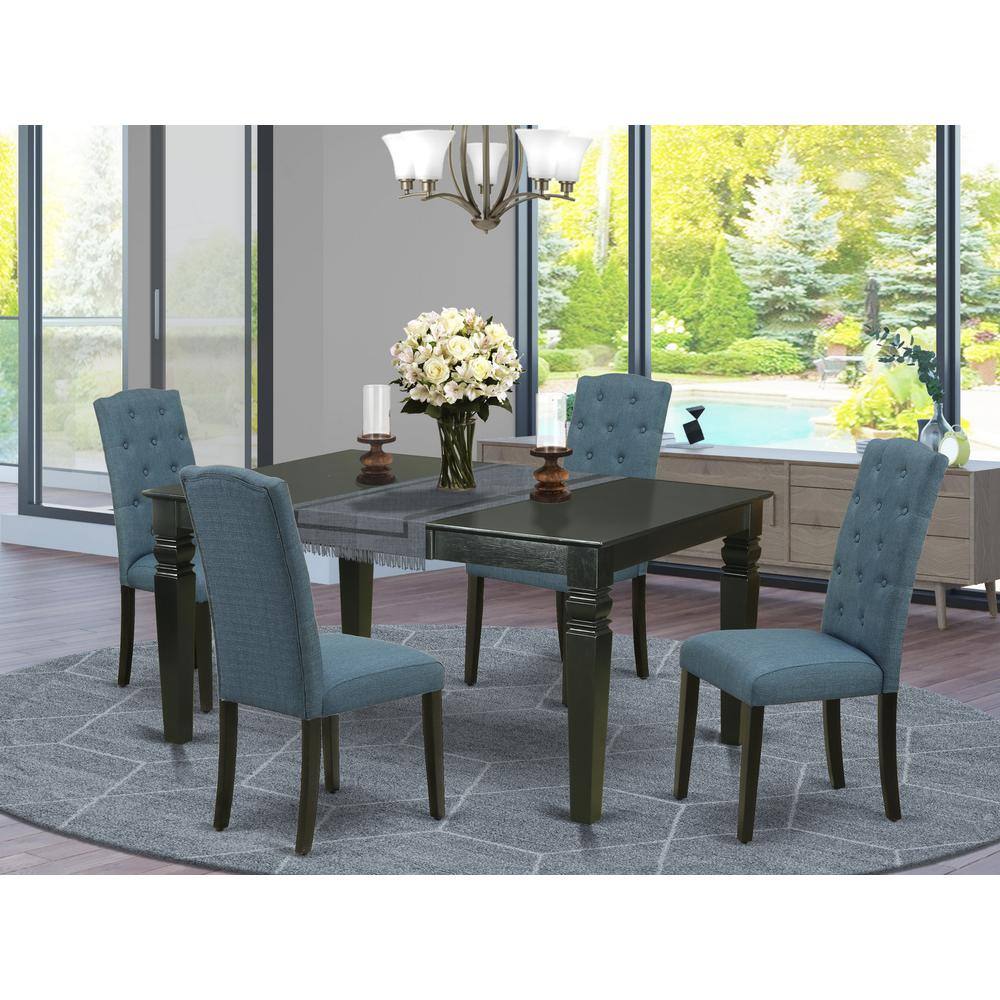 Left. East West Furniture - Dining Room Set Black - Brown.