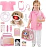 TOPBRIGHT - Pretend Play Doctor Set For Toddlers With Costume Wooden Medical Kit Dress Role Play Dog Vet Gifts for Girls Boys
