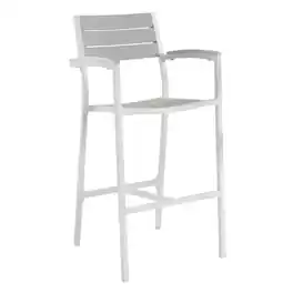Outdoor Escape - Outdoor Patio Bar Stool Set Of 2 With Armrests And Sturdy Construction - Gray