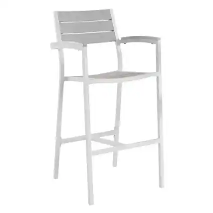 Front. Outdoor Escape - Outdoor Patio Bar Stool Set Of 2 With Armrests And Sturdy Construction - Gray.
