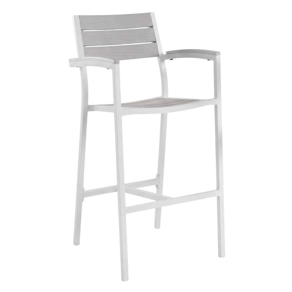 Front. Outdoor Escape - Outdoor Patio Bar Stool Set Of 2 With Armrests And Sturdy Construction - Gray.