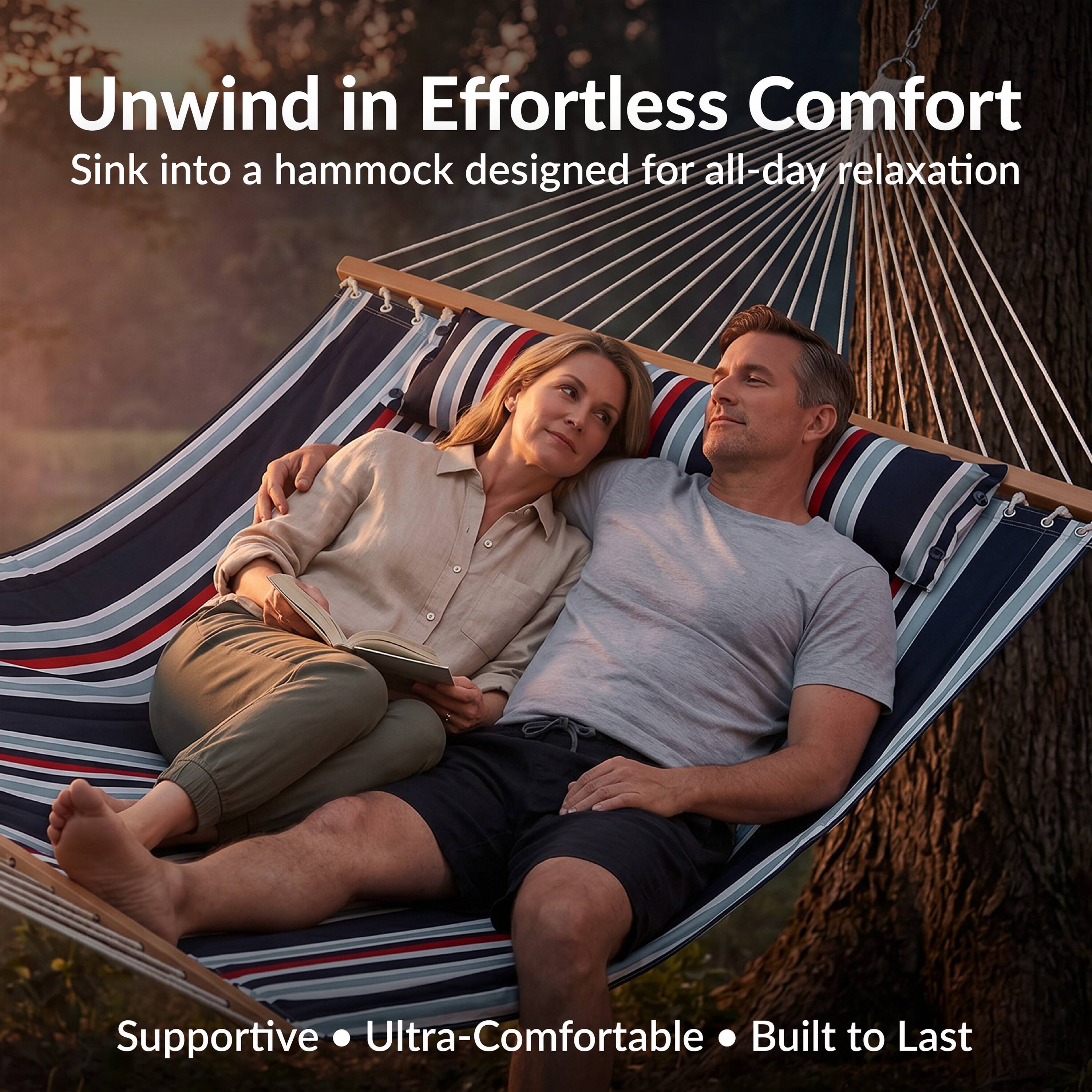 Unwind in Effortless Comfort  
Sink into a hammock designed for all-day relaxation  

Supportive • Ultra-Comfortable • Built to Last