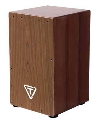 Front. Tycoon Percussion - 29 Series Hand-Painted Cajon With Siam Oak Front Plate, Adjustable Snares, Brown Artwork.