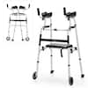 Front. Costway - Costway Foldable Aluminum Alloy Walker Wheel Walking Frame with Seat & Armrest Pad - Silver.