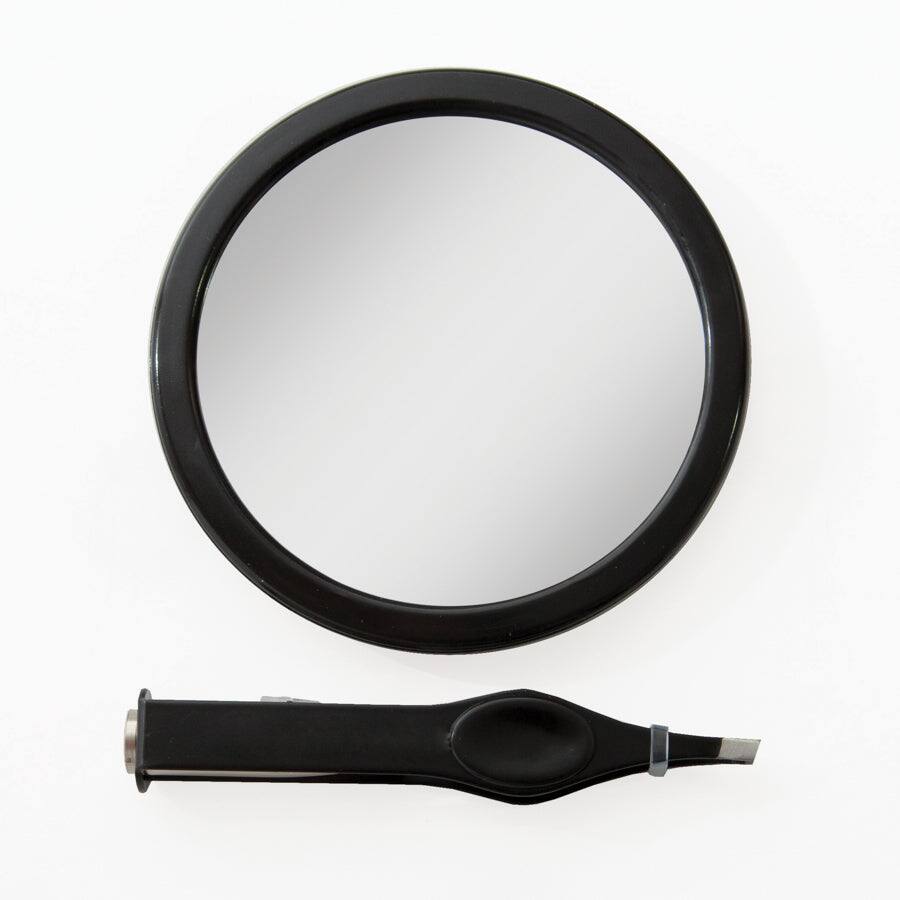 Zadro - Tweezer with LED Light & Compact Mirror with 12X Magnification - Black