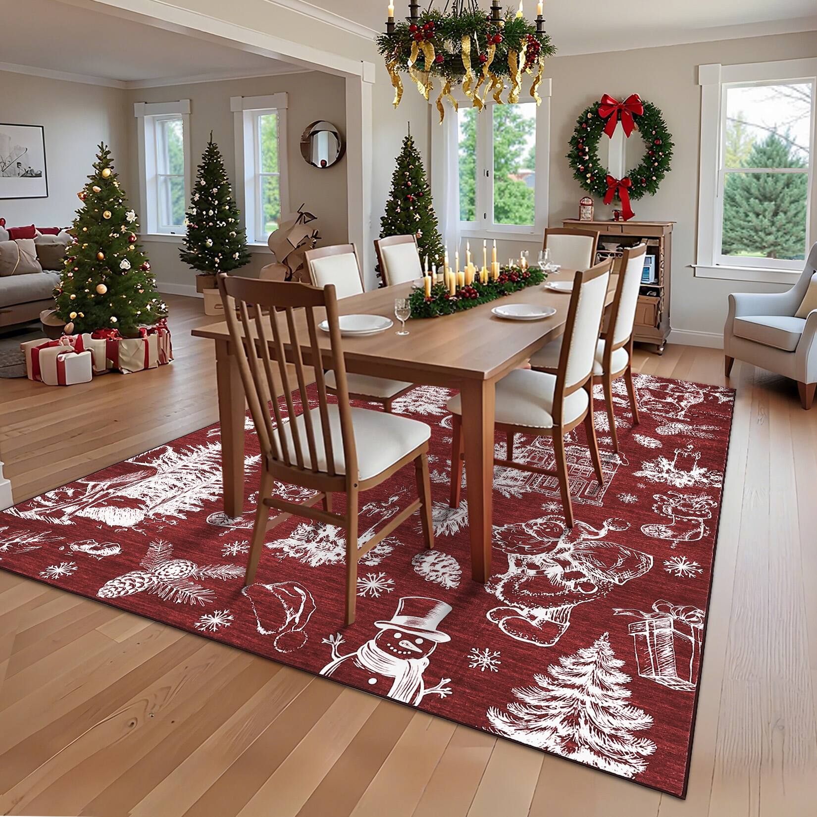 GARVEE Christmas Winter Fairy Tale Festive Area Rug for Living Room ...
